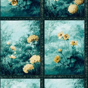 Marianne Artus Wallpaper Denim Ochre Clarke and Clarke W015502