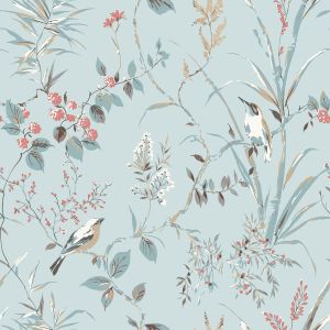 Mariko Birds Wallpaper Blue Crown M1856