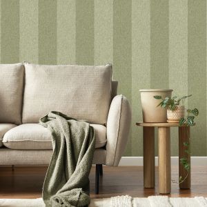 M1866 Tweed Stripe Wallpaper Green