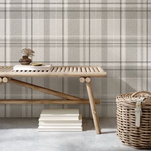 Grey Crown Harris Check Wallpaper M1871