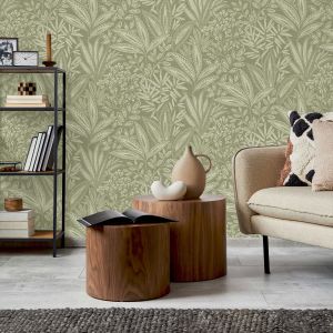 Sahara Leaves Wallpaper Fern Green Crown M1780