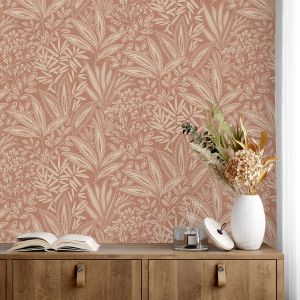Sahara Leaves and Trees Wallpaper Orange Crown M1783