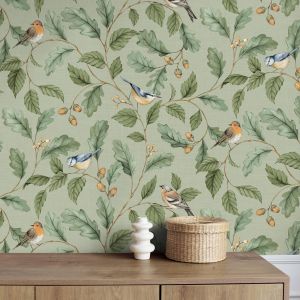 Nature Trail Wallpaper Sage Green Crown M1883