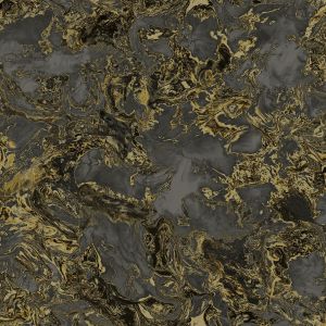 Liquid Marble Metallic Wallpaper Black / Gold Debona 6357