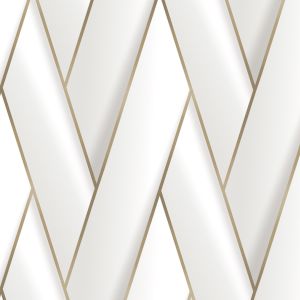 White and Gold Herringbone Tile Wallpaper Debona 2120