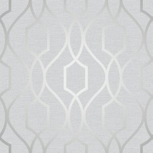 Apex Geometric Trellis Wallpaper Stone and Silver Fine Decor FD41995