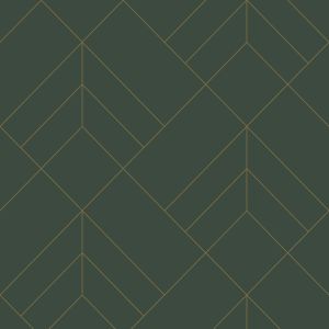 Sander Geometric Forest Green / Gold Wallpaper Fine Decor
