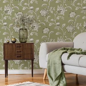 Juliette Floral Textured Wallpaper Sage Fine Decor FD43454