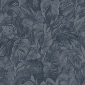 Play of Light Palm Leaf Textured Vinyl Wallpaper Navy Erismann 10416-08