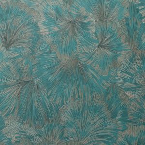 Leaf Textured Vinyl Wallpaper Teal Erismann