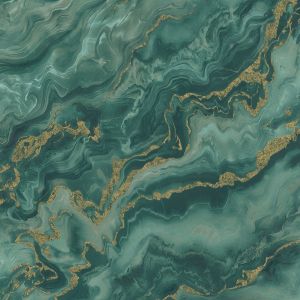 Elle Decoration Mystic Spell Textured Vinyl Wallpaper Green / Gold 10447-19