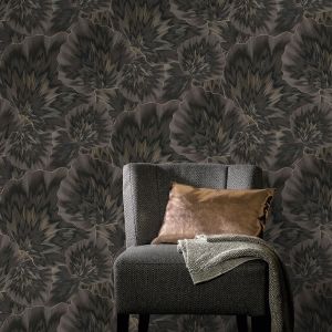 Erismann 10402-15 Bliss Floral Textured Vinyl Wallpaper Black / Gold 