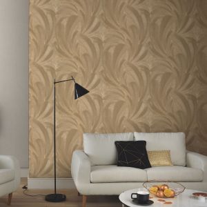 Plume Feather Textured Wallpaper Gold Erismann 10476-30