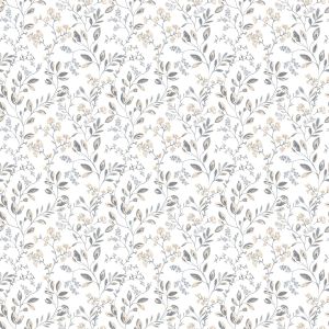 Just Kitchens Spring leaf trail Wallpaper Grey Beige Galerie G45454