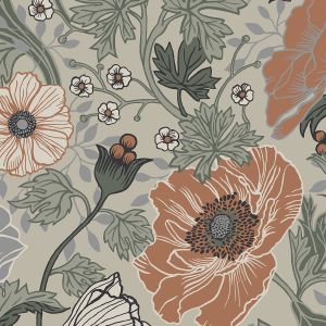 Orange Wallpaper Apelviken Anemone Green Galerie 33001