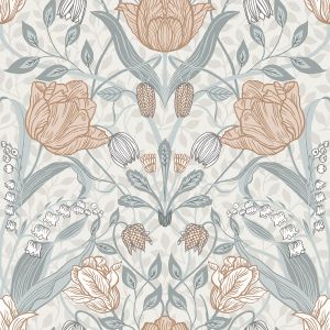 Apelviken Tulip Wallpaper White Grey Pink Galerie 33005