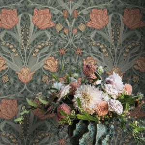 33010 Apelviken Tulip Wallpaper Green Pink Galerie