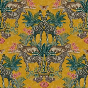 Animal Kingdom Wallpaper Ochre Grandeco A49301