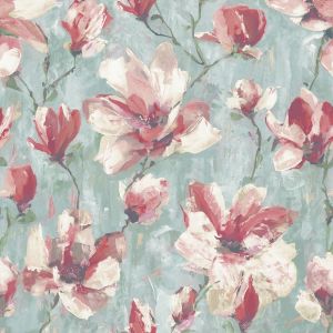 Camilla Floral Wallpaper Teal/Pink Grandeco A72401
