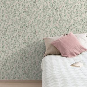 Floral Trail Textured Vinyl Wallpaper Sage Green Grandeco MN3409