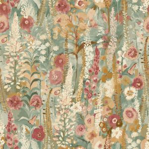 Delphinium Floral Forest Textured Vinyl Wallpaper Sage Green Grandeco A74603