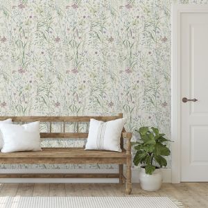 Wildflower Textured Vinyl Wallpaper Pink Grandeco A74502