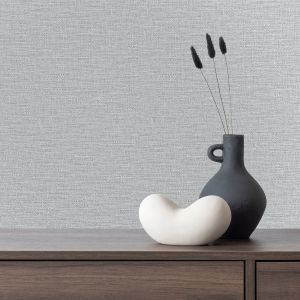 Linen Effect Grey Wallpaper