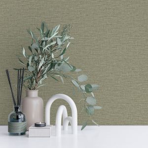 Sage Green Weaved Linen Wallpaper