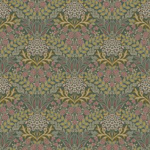 Green Floral GranDeco Belvedere Damask Wallpaper 202303