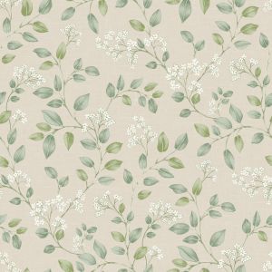 Floral Trail GranDeco Forget Me Not Wallpaper Neutral/Green 199101