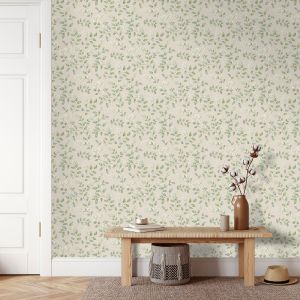 Forget Me Not Floral Trail GranDeco Wallpaper Neutral/Green 199101