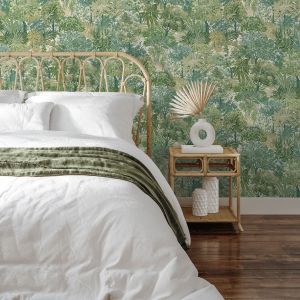 Blossom and Leaves Treetop Wallpaper Green Grandeco A78602
