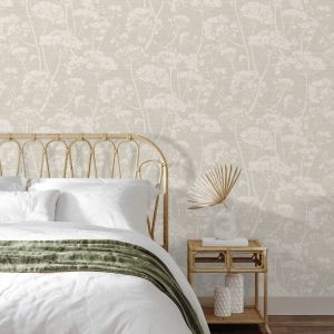 Neutral Cow Parsley Bedroom Wallpaper  Grandeco 204901