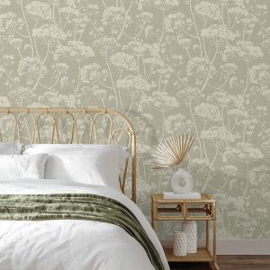 Sage Green Cow Parsley Wallpaper Grandeco 204903