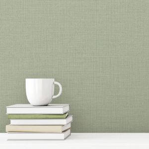 Sage Green Linen Plain Wallpaper Grandeco IC1013 Little Dreamers
