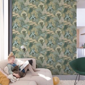 Grandeco Happy Trees Wallpaper Green LD2113