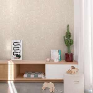 Grandeco LD3403 Woodland Animals Textured Vinyl Wallpaper Beige 