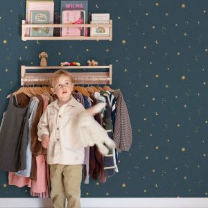 Grandeco LD3615 Dudley Night Sky Textured Vinyl Wallpaper Navy Blue