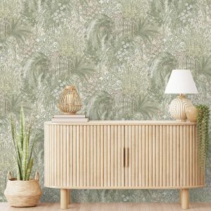 Paradise Wallpaper Green / Pink Grandeco A82502