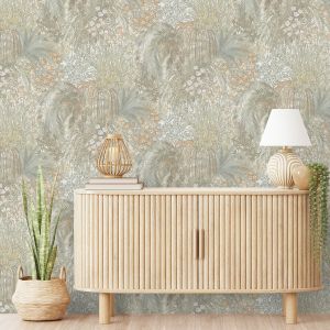 Paradise Garden Wallpaper Teal / Orange Grandeco A82503