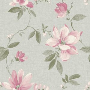 Adeline Floral Trail Wallpaper Pink / Green Grandeco VXB-006-10-1