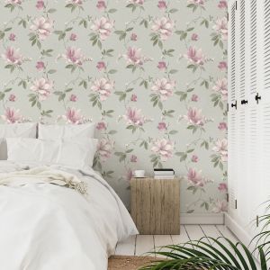 Grandeco Floral Wallpaper Pink VXB-006-10-1