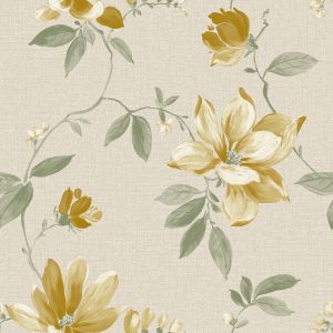 Adeline Floral Wallpaper Yellow Grandeco VXB-006-09-1