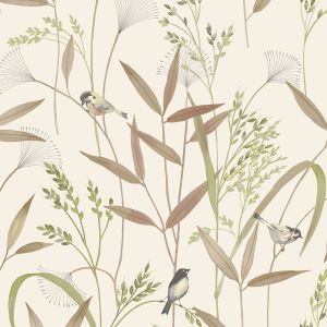 Azuria Bird Wallpaper Beige Grandeco A83502