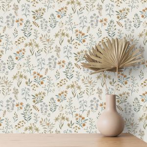 209001 Grandeco Floral Sprig Wallpaper Rust