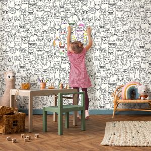 Black and White Colour-Me Cats Wallpaper Holden 14070 
