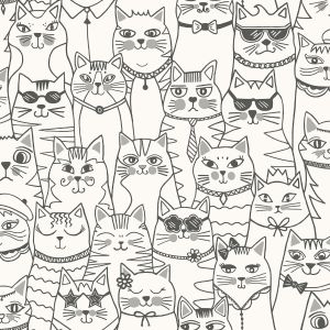 Black / White Colour-Me Cats Wallpaper Holden 14070 