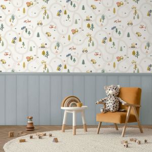 Holden 14080 Roundabout Road Wallpaper Cream / Multi
