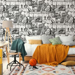 Holden 14075 Storybook City Hero Wallpaper Black / Whit