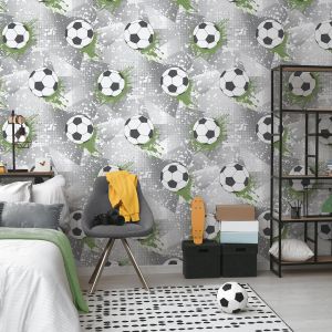Holden 14092 Football Frenzy Wallpaper Grey / Green